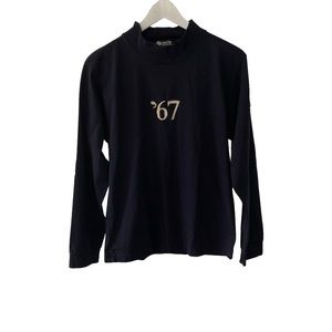 Fersten Long Sleeve T Shirt Size Small Women Navy Blue Mock Neck Sporty Cotton